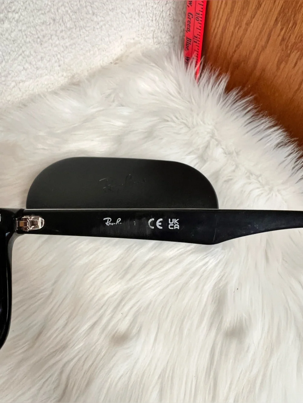 Ray-Ban Black Frames with Orange Temples Rectangular Eyeglasses